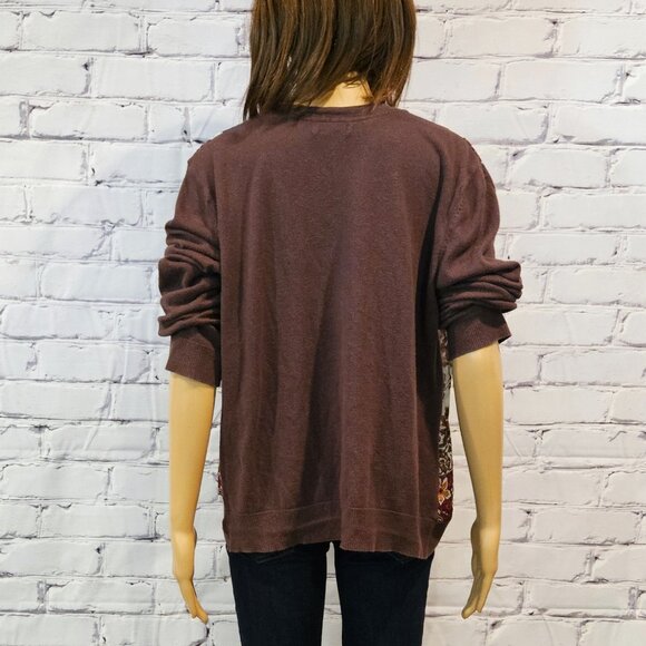 NEW YORK & COMPANY, Boho brown and burgundy button up cardigan - Picture 8 of 10